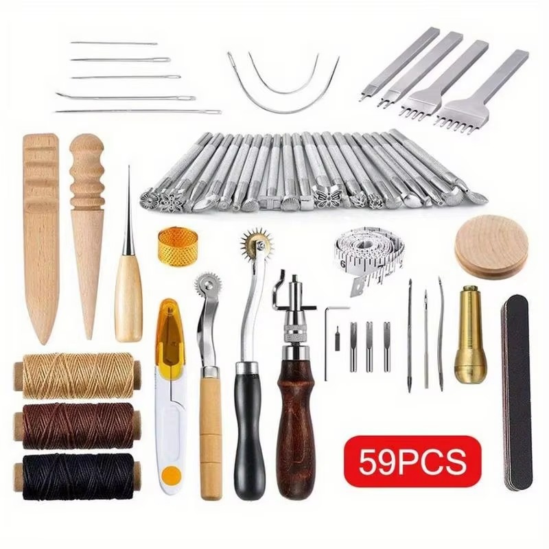 Groover Stitching Tool - 59-częściowy zestaw narzędzi do obróbki skóry,