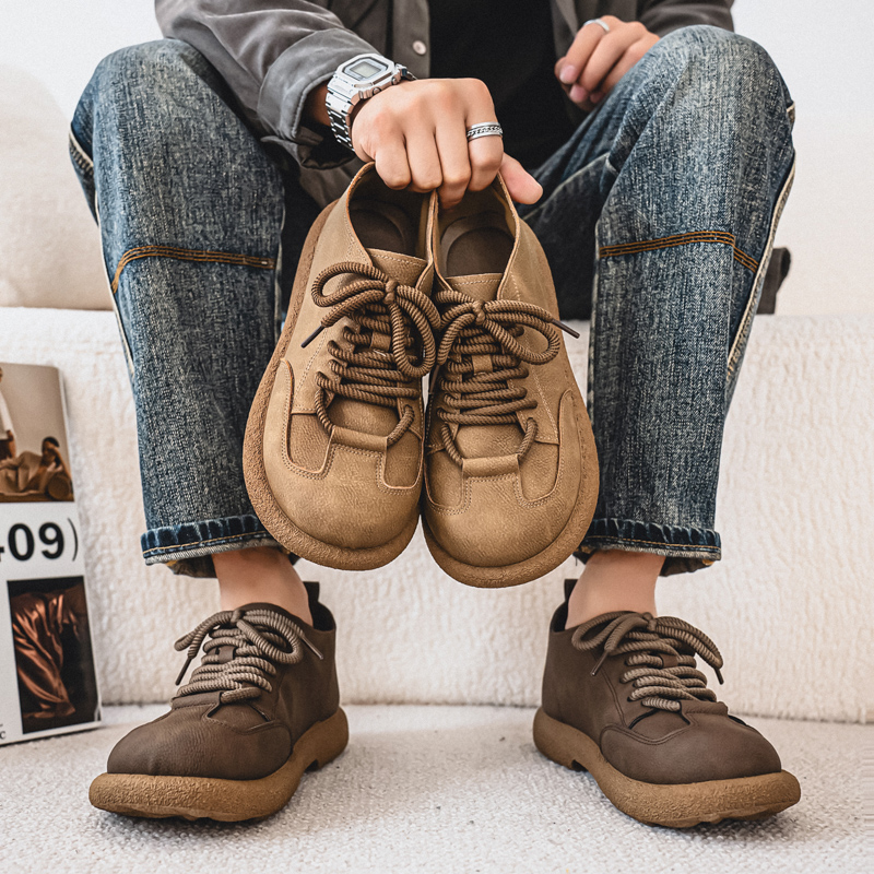 Leatherwork Designs - Męskie buty codzienne z szeroką cholewką,