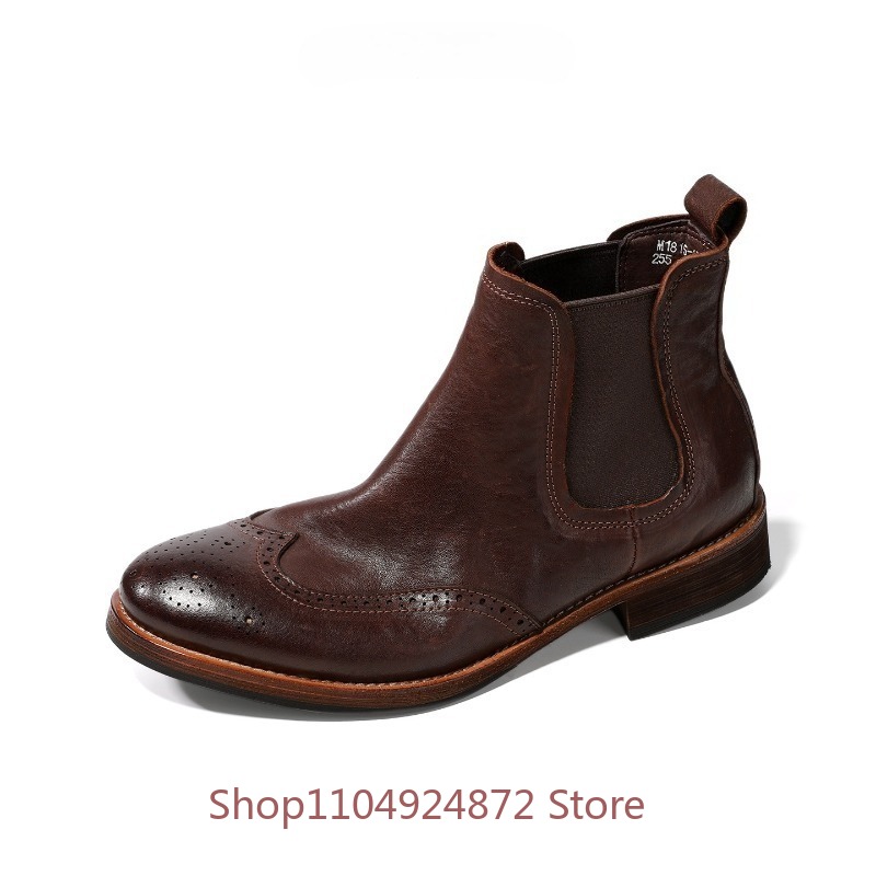 Leatherwork Designs - Męskie botki Chelsea w stylu vintage,