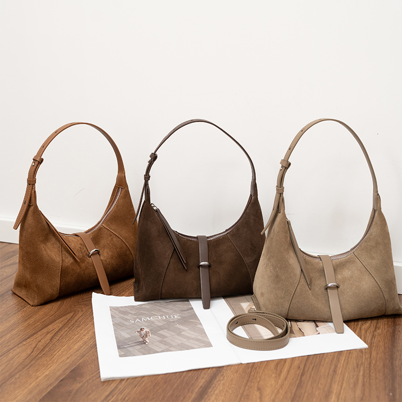 Leatherwork Designs - Damska torebka z zamszu, designerski styl,