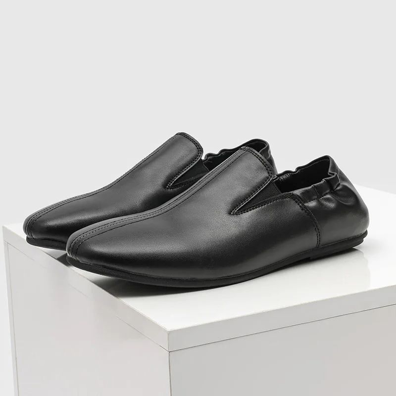 Leatherwork Designs - Męskie buty casual wsuwane, płaskie, mokasyny,